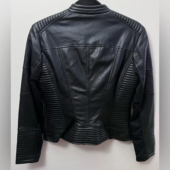 NWOT Bar III Quilted Black Leather Jacket - Picture 2 of 12